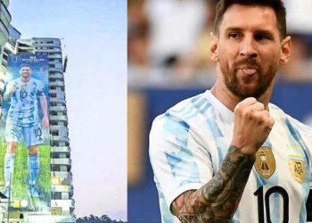 ഇതിലും വലിയ മെസി ഇനി സ്വപ്നങ്ങളില് മാത്രം; രണ്ട് ലക്ഷം ചെലവില് 23 നില കെട്ടിടത്തില് ഉയര്ന്ന് നിന്ന് മഞ്ചേരിയിലെ മെസി