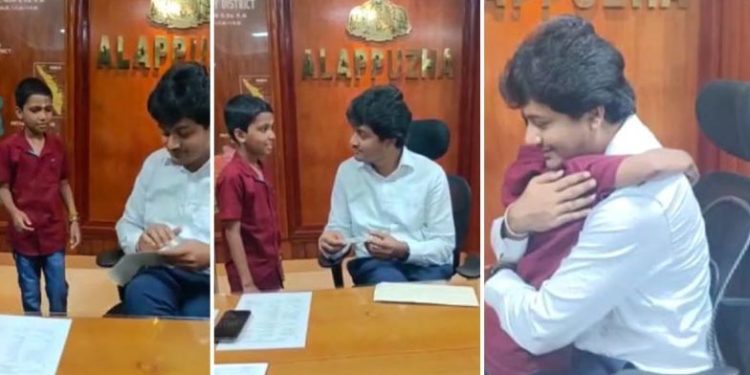 കുഞ്ഞുമനസ്സിലെ വലിയ നന്മ: ഓണവും വിഷുവുമൊക്ക ആഘോഷിക്കാന്‍ വച്ച പൈസയുമായി നിധിന്‍ എത്തി: ചേര്‍ത്ത് പിടിച്ച് കലക്ടര്‍