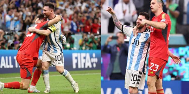 രക്ഷകനായി എമിലിയാനൊ മാര്‍ട്ടിനെസ്; വീണുകിടന്ന ഗോളിയെ ചേര്‍ത്ത് നിര്‍ത്തി വിജയം ആഘോഷിച്ച് മെസി; യഥാര്‍ഥ ക്യാപ്റ്റനെന്ന് സോഷ്യല്‍മീഡിയ