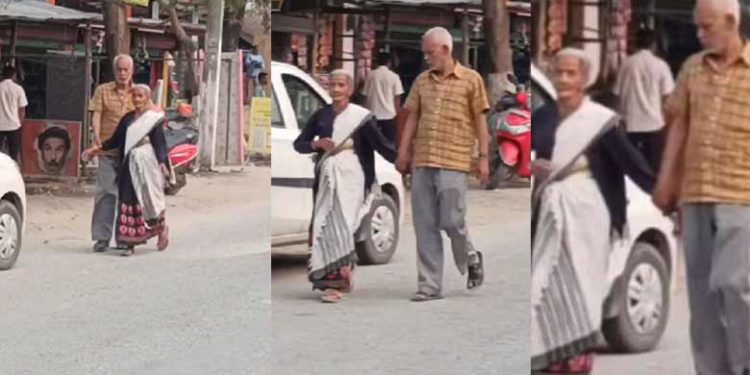 ഹൃദയഹാരി! റോഡരികിൽ നിന്നും സ്നേഹത്തോടെ സുരക്ഷിത സ്ഥാനത്തേക്ക് ചേർത്ത് നിർത്തി ഭർത്താവ്; വൃദ്ധദമ്പതികൾ നടന്നുപോകുന്ന ദൃശ്യങ്ങൾ വൈറൽ