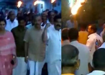 അരിക്കൊമ്പനെ പിടിക്കുന്നതിന് കോടതി വിലക്ക്; പന്തം കൊളുത്തി പ്രതിഷേധ പ്രകടനവുമായി നാട്ടുകാർ