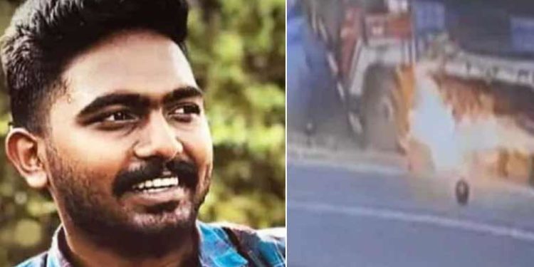 ലോറി ബൈക്കിലും ഇലക്ട്രിക് പോസ്റ്റിലും ഇടിച്ച് തീപിടിച്ചു;താനൂരിൽ ബൈക്ക് യാത്രികന് തീപ്പൊള്ളലേറ്റ് ദാരുണമരണം
