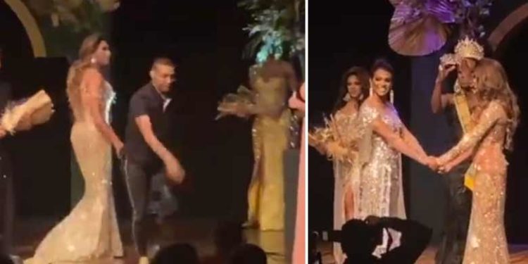 സൗന്ദര്യ മത്സരത്തിൽ ഭാര്യയ്ക്ക് രണ്ടാം സ്ഥാനം; ഇഷ്ടപ്പെടാതിരുന്ന ഭർത്താവ് സ്‌റ്റേജിൽ വിജയിയുടെ കിരീടം എറിഞ്ഞുടച്ചു; വൈറലായി വീഡിയോ