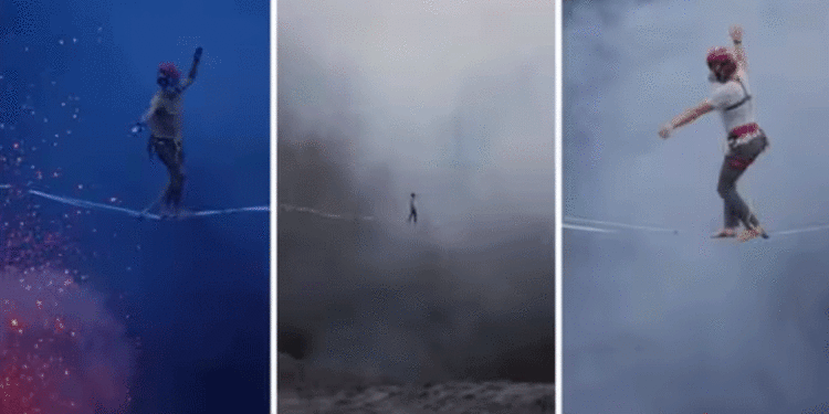 കത്തിയെരിയുന്ന അഗ്‌നിപര്‍വതത്തിന് മുകളിലൂടെ സ്ലാക്ക് ലൈന്‍ നടത്തം! പിന്നാലെ ലോക റെക്കോര്‍ഡ്, ഞെട്ടിക്കുന്ന വീഡിയോ, വൈറല്‍