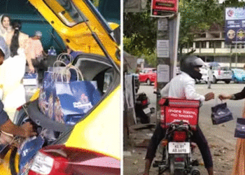 തിരുവോണ ദിനത്തില്‍ ഫുഡ് ഡെലിവറി എക്‌സിക്യൂട്ടീവുമാര്‍ക്ക് ഭക്ഷണ പൊതികള്‍ നല്‍കി സന്നദ്ധ സംഘടനകള്‍, മാതൃക