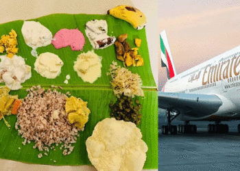 ഓണം കളറാക്കന്‍ എമിറേറ്റ്‌സ് എയര്‍ലൈന്‍സ്! ആകാശത്ത് വാഴയിലയില്‍ സദ്യ വിളമ്പും, മെനു ഇങ്ങനെ