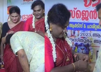 ട്രാന്സ്ജെന്ഡേഴ്സിന് ഓണസദ്യ വിളമ്പി, പാദം തൊട്ട് നമസ്കരിച്ച് സുരേഷ് ഗോപി
