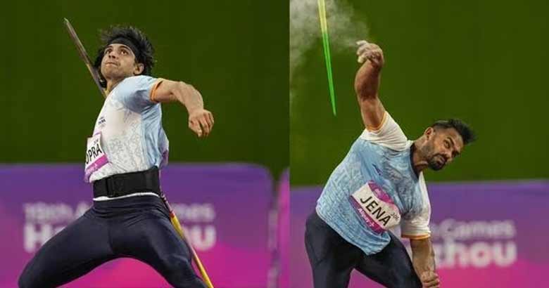പ്രതീക്ഷ കാത്തു; ഏഷ്യന്‍ ഗെയിംസ് ജാവലിന്‍ ത്രോയില്‍ സ്വര്‍ണമണിഞ്ഞ് നീരജ് ചോപ്ര, വെള്ളി കിഷോര്‍ കുമാര്‍ ജെനയ്ക്ക്, 80 കടന്ന് മെഡല്‍ വേട്ട
