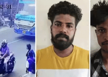 മദ്യലഹരിയില്‍ തമിഴ്‌നാട് ബസിന് നേരെ ആക്രമണം; വാളുകൊണ്ട് ചില്ല് തകര്‍ത്തു; 2 പേര്‍ പിടിയില്‍