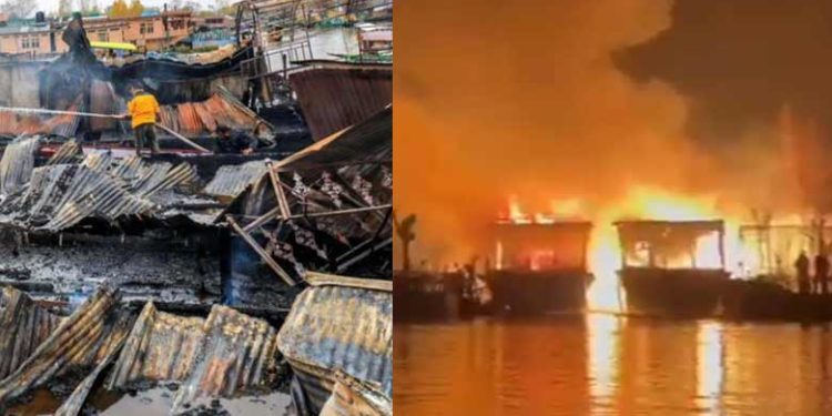 കാശ്മീരിലെ ദാൽ തടാകത്തിൽ ഹൗസ് ബോട്ടുകൾക്കു തീപിടിച്ചു; മൂന്ന് മരണം; കോടികളുടെ നാശനഷ്ടം