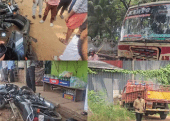 കെഎസ്ആര്‍ടിസി ബസിടിച്ച് നിയന്ത്രണം നഷ്ടപ്പെട്ട ലോറി 4 ബൈക്കുകളില്‍ ഇടിച്ചു, ഒഴിവായത് വന്‍ ദുരന്തം