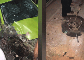 പാലക്കാട് ഓടിക്കൊണ്ടിരുന്ന കാറിന്റെ ടയര്‍ ഊരിത്തെറിച്ചു, നിയന്ത്രണം വിട്ട വാഹനം മതിലിലിടിച്ച് രണ്ട് പേര്‍ക്ക് പരുക്ക്