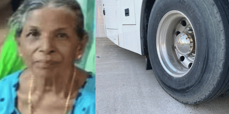 ബസ്സില്‍ നിന്നും ഇറങ്ങി നടക്കവെ അതേ ബസ് ഇടിച്ച് റോഡില്‍ വീണു,  ശരീരത്തിലൂടെ ടയര്‍ കയറിയിറങ്ങി വയോധിക മരിച്ചു