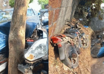 നിയന്ത്രണം വിട്ട കാര് ബൈക്കിലും സ്കൂട്ടറിലും ഇടിച്ച് അപകടം: 6 പേര്ക്ക് പരിക്ക്