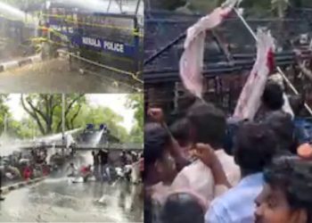 രാജ്ഭവനിലേക്ക്‌ എസ്‌എഫ്‌ഐ മാർച്ച്, ബാരിക്കേഡും ജലപീരങ്കിയുമപയോഗിച്ച്‌ തടഞ്ഞ് പോലീസ്