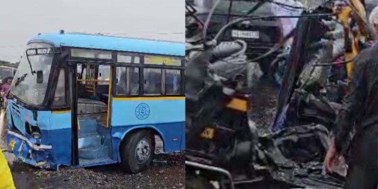 ബസ് നിയന്ത്രണം വിട്ട്  കാത്തിരിപ്പ് കേന്ദ്രത്തിലേക്ക് ഇടിച്ചു കയറി അപകടം, അഞ്ച് മരണം