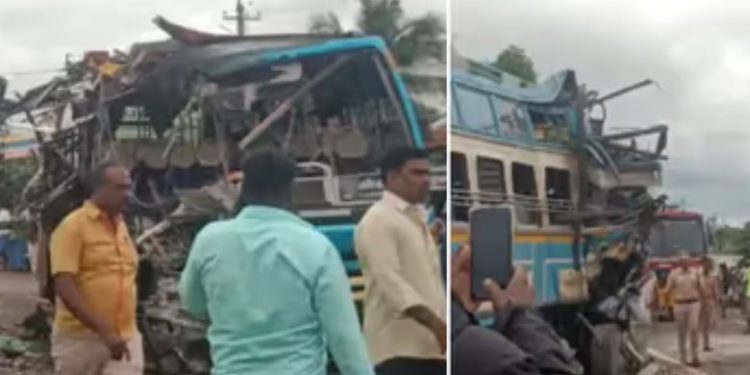 സ്വകാര്യ ബസുകൾ കൂട്ടിയിടിച്ച് അപകടം, 6പേർക്ക് ദാരുണാന്ത്യം, 28പേർക്ക് പരിക്ക്