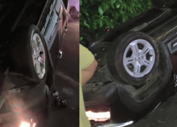 നെടുമ്പാശ്ശേരി എയർപോർട്ടിൽ നിന്നും മടങ്ങിയ കാർ നിയന്ത്രണംവിട്ട് തലകീഴായി മറിഞ്ഞു, ദമ്പതികൾക്ക് പരിക്ക്