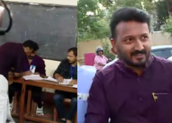 ഒളിവിലുള്ള എംഎല്എ 15 ദിവസത്തിന് ശേഷം പുറത്തേക്ക്, വോട്ട് ചെയ്യാനെത്തി രാഹുൽ മാങ്കൂട്ടത്തില്