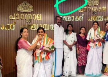 സത്യപ്രതിജ്ഞയ്ക്ക് തൊട്ടുപിന്നാലെ പാറശ്ശാല ബ്ലോക്ക് പഞ്ചായത്ത് ഹാളില്‍ നിന്നും വി എസ് അച്യുതാനന്ദന്റെ ചിത്രവും പേരും മാറ്റി, പ്രതിഷേധിച്ച് സിപിഎം