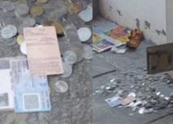 ഡിഐജി ഓഫീസിനടുത്തുള്ള ക്ഷേത്രത്തിൽ കവർച്ച, ഭണ്ഡാരത്തിന് സമീപം  കള്ളന്റേതെന്ന്  കരുതുന്ന ഐഡി കാർഡുകൾ